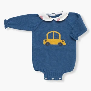 Fofo de Malha com Gola para Bebé Menino Carros - Azul
