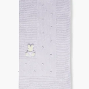 Manta de Malha c/ Coelho Peluche para Bebé - Lilás
