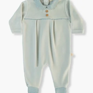 Babygrow Veludo c/ Gola Pied-de-Poule Bebé - Verde Menta