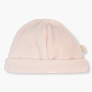 Gorro Duplo em Veludo para Bebé Menina - Nude
