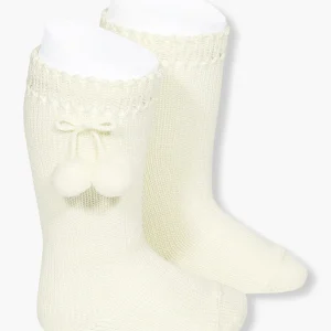 Meias pelo Joelho Algodão com Pompons Cóndor Bebé - Pérola