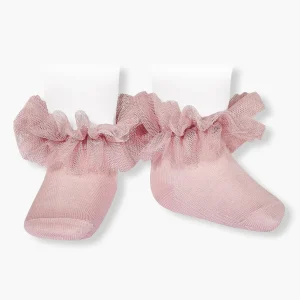 Meias em Algodão com Tule Cóndor Bebé Menina - Rosa Palo