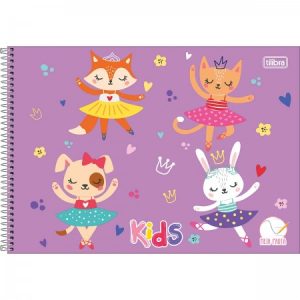 Caderno Cartografia e Desenho Meia Pauta 40 Folhas Feminino Kids Tilibra