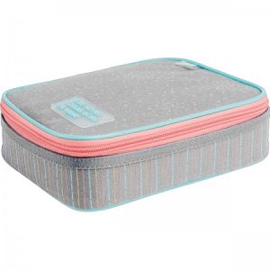 Estojo Box Academie Dots Cinza Tilibra