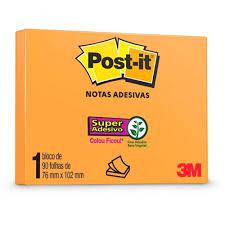 Bloco Post-it 76×102 Laranja Neon Estilo 3M