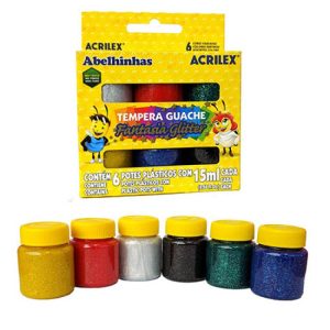 Tinta Guache 6 Cores Fantasia Glitter Acrilex