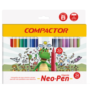 Caneta Hidrográfica 24 Cores Neo-Pen Gigante Compactor