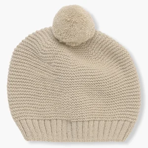 Gorro de Malha com Pompom para Bebé - Bege