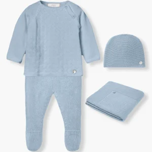 Conjunto Malha Algodão para Bebé Menino 4pc - Azul