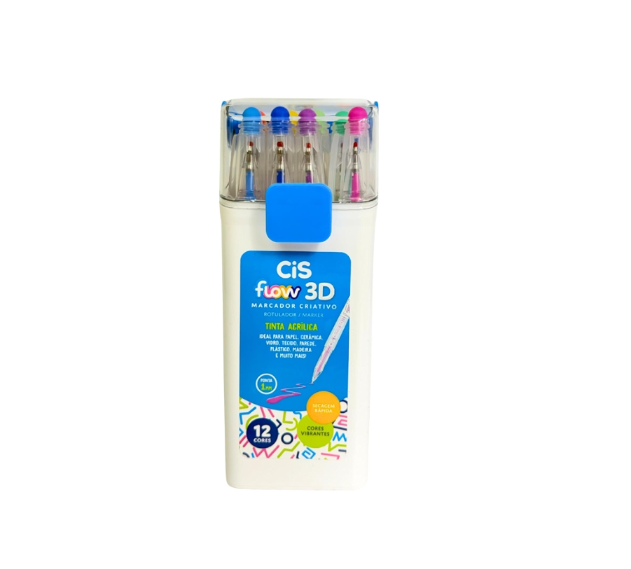 Kit Marcador Criativo Flow 3D C/12 Cores Cis - Image 2