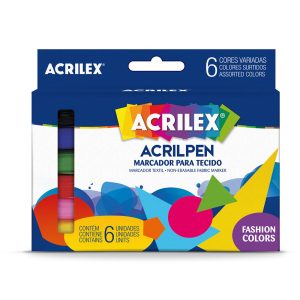 Caneta para Tecido Acrilpen 6 Cores Acrilex