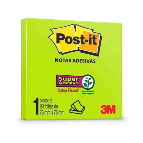 Bloco Adesivo Post-it 76x76mm Verde Neon 3M - Image 2