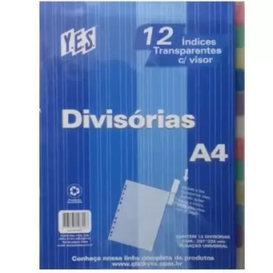 Divisoria Para Fichário 12 Divisões Colorido A4 Yes